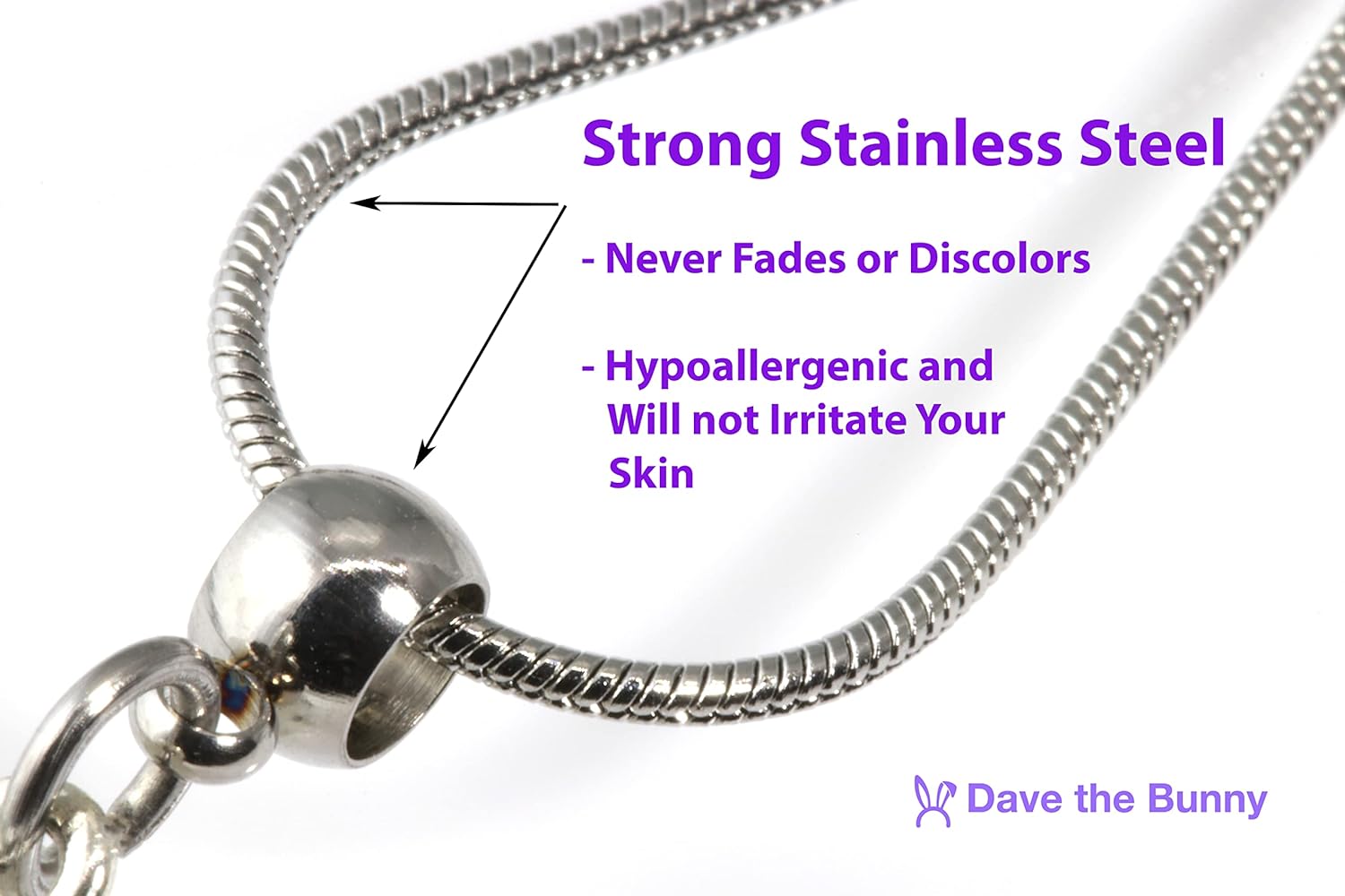 Dave The Bunny Follow Your Heart Necklace - An Inspirational Necklace Elegant Stainless Steel Snake Chain Best Friend Necklace with Alloy Charm, Perfect Friendship Necklace, Heart Necklace for Women
